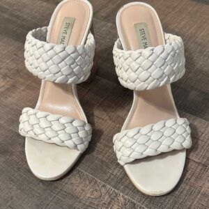 Steve Madden White Braided Heels
